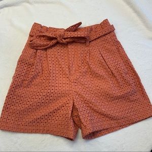 Burn Orange High Waisted shorts with cute tie!